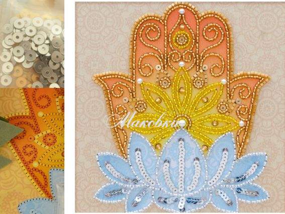 Вышивка бисером и пайетками Хамса - защитный амулет, ТН-1104 ВДВ