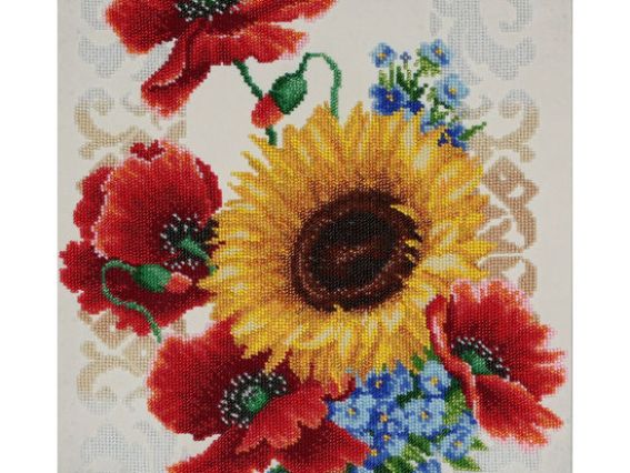 ТН-0793 Польові квіти , набор для вишивання бісером, триптих
