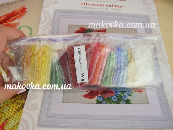 ТН-0793 Польові квіти , набор для вишивання бісером, триптих