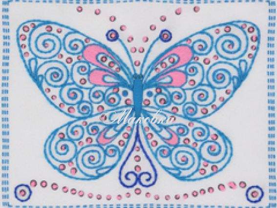 Вышивка декоративными швами Бабочка, ТВ-05, ВДВ Вышивка декоративными швами Бабочка, ТВ-05, ВДВ