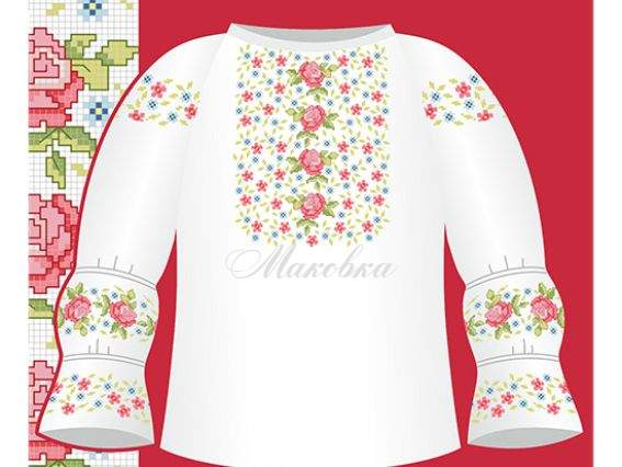 Схема бумажная Сорочка для девочек СД1-006 Розочки, размер 32-34, ВДВ Схема бумажная Сорочка для девочек СД1-006 Розочки, размер 32-34, ВДВ