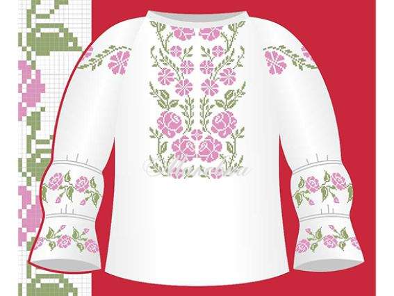 Схема бумажная Сорочка для девочек СД1-031, размер 26-30, ВДВ Схема бумажная Сорочка для девочек СД1-031, размер 26-30, ВДВ