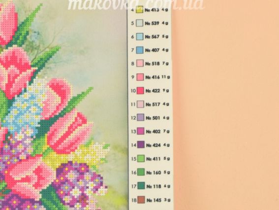 Т-0417 Весняний букет, 27х35 см, друк на тканині під бісер, ВДВ