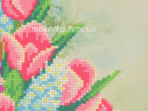Т-0417 Весняний букет, 27х35 см, друк на тканині під бісер, ВДВ