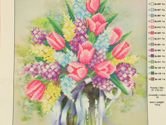Схема (малюнок) на тканині Весняний букет Т-0417 ВДВ під бісер