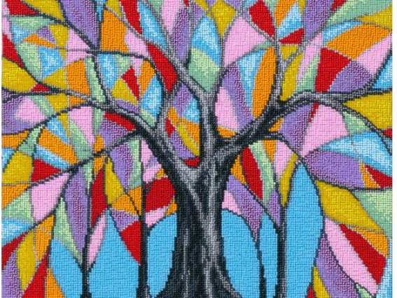 Т-0988 Казкове дерево, друк на тканині під бісер, 35х30 см, ВДВ