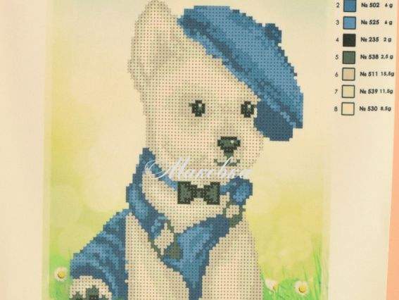 Схема (рисунок) на ткани Пёсик (Вест-хайленд-уайт-терьер) Т-1236, ВДВ под бисер