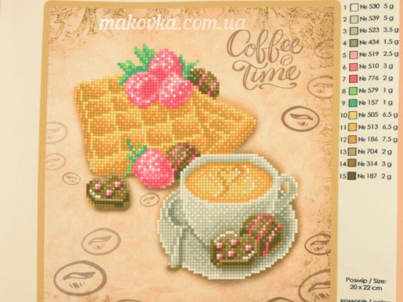 Схема (малюнок) на тканині Вафлі до кави Т-1258 ВДВ під бісер