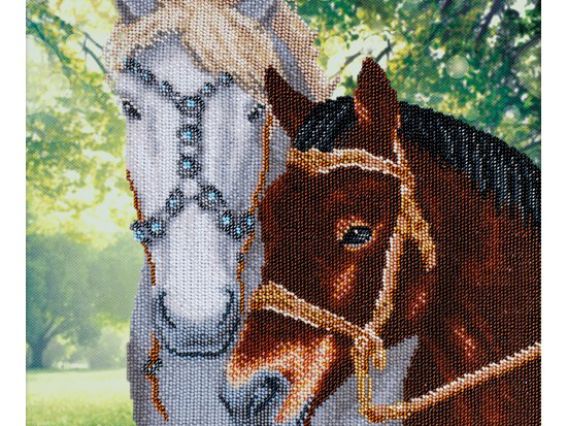 Т-1259 Пара коней , друк на тканині під вишивку бісером, ВДВ