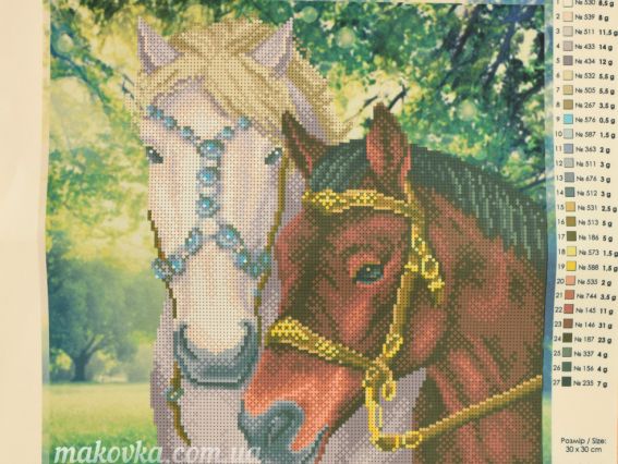 Схема (малюнок) на тканині Пара коней Т-1259, ВДВ під бісер