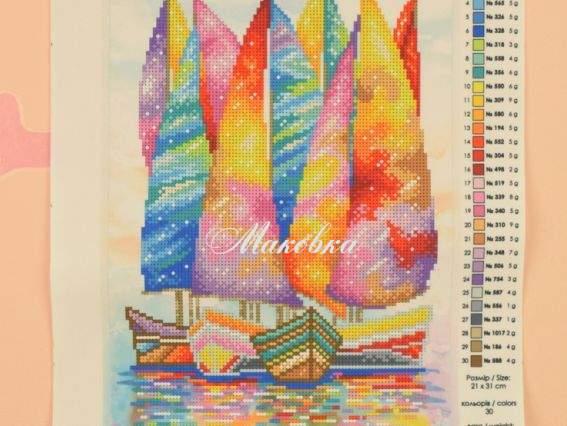 Схема (рисунок) на ткани Т-1263 Под парусами мечты, ВДВ под бисер