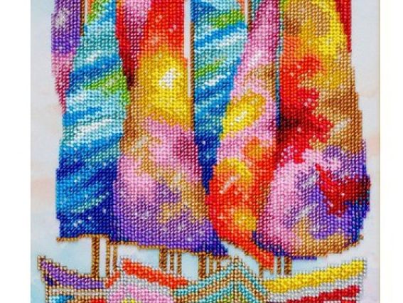 Набор для вышивания с чешским бисером ТН-1263  Под парусами мечты ВДВ