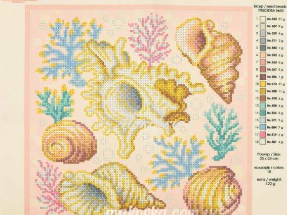 Схема (рисунок) на ткани Сокровища морского мира Т-1264 ВДВ , под бисер