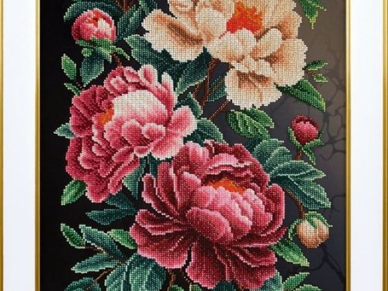 Т-1389 Півонії, друк на тканині під бісер, ВДВ