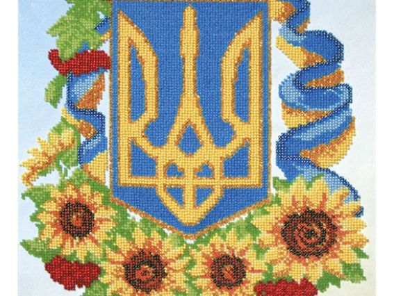 Схема (малюнок) на тканині Герб з квітами, Т-0541 ВДВ Схема (малюнок) на тканині Герб з квітами, Т-0541 ВДВ