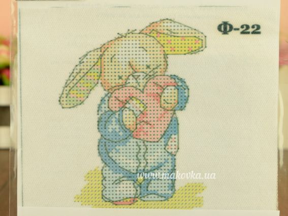 Флізелін з малюнком водорозчинний Ф-22 "Перлинка", Заєць 14х14  ВДВ