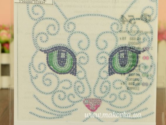 Флізелін з малюнком водорозчинний Ф-54 "Перлинка", кіт 18,5х16,5  ВДВ