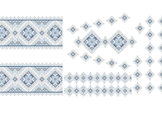 Флизелин с рисунком ФС-03 Вишиванка (голубой орнамент), 70х35 см  ВДВ Флизелин с рисунком ФС-03 Вишиванка (голубой орнамент), 70х35 см  ВДВ