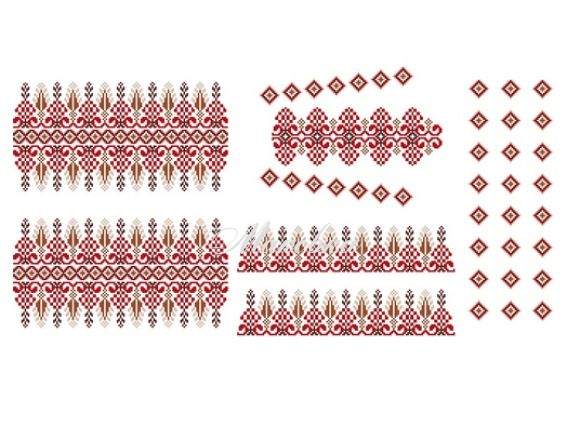 Флизелин с рисунком ФС-05 Вишиванка (красно-коричневый орнамент), 70х35 см  ВДВ