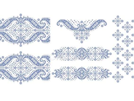 Флизелин с рисунком ФС-06 Вишиванка (голубой орнамент), 70х35 см  ВДВ Флизелин с рисунком ФС-06 Вишиванка (голубой орнамент), 70х35 см  ВДВ