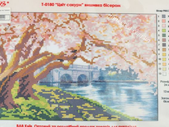 Т-0180 Сакура, друк на тканині під бісер, ВДВ