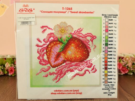 Схема (малюнок) на тканині Солодка полуниця Т-1265 ВДВ під бісер Схема (малюнок) на тканині Солодка полуниця Т-1265 ВДВ під бісер
