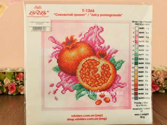 Схема (малюнок) на тканині Соковитий гранат Т-1266 ВДВ під бісер Схема (малюнок) на тканині Соковитий гранат Т-1266 ВДВ під бісер
