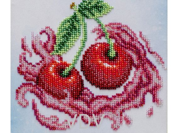 Схема (малюнок) на тканині Стигла вишня Т-1267 ВДВ під бісер Схема (малюнок) на тканині Стигла вишня Т-1267 ВДВ під бісер