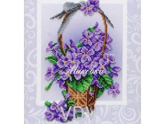 Схема (малюнок) на тканині Букет фіалок Т-1343 ВДВ під бісер