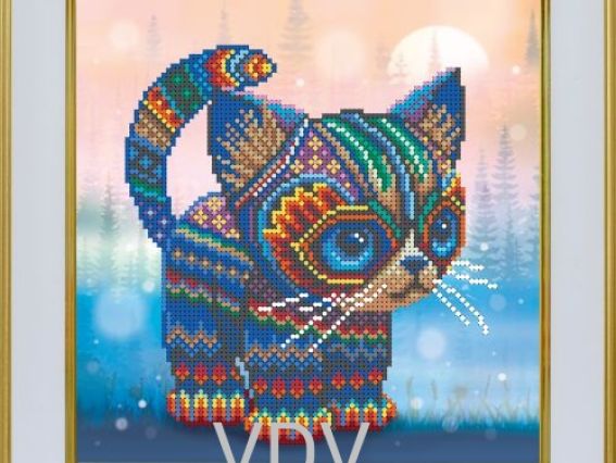 Т-1394 Кольорове кошеня, друк на тканині під вишивку бісером, ВДВ