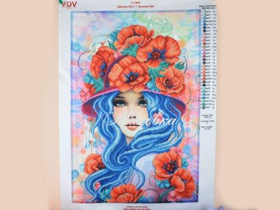 Схема (малюнок) на тканині Дівчина літо Т-1399 ВДВ під бісер