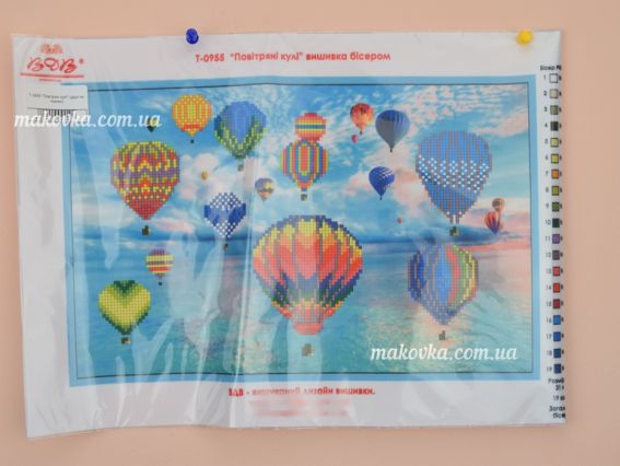 Т-0955 Воздушные шары, печать на ткани 31х19 см ВДВ