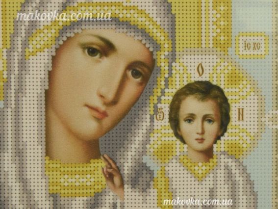 Схема (малюнок) на тканині для вишивання бісером Т-0375 Образ Пресвятої Богородиці Казанскій