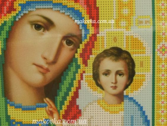 Схема (малюнок) на тканині для вишивання бісером Т-0375 Образ Пресвятої Богородиці Казанскій