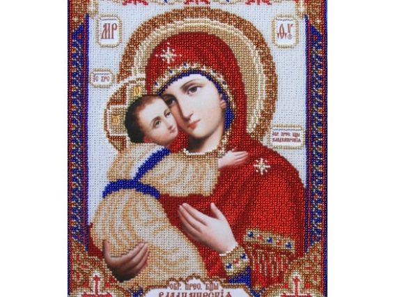 Схема (рисунок) на ткани Т-0384 Богородица Владимирская,  ВДВ Схема (рисунок) на ткани Т-0384 Богородица Владимирская,  ВДВ