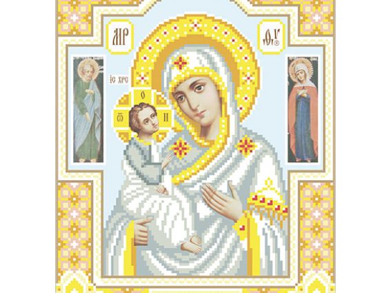 Схема (рисунок) на ткани Т-0389 Богородица Иерусалимская,  ВДВ Схема (рисунок) на ткани Т-0389 Богородица Иерусалимская,  ВДВ