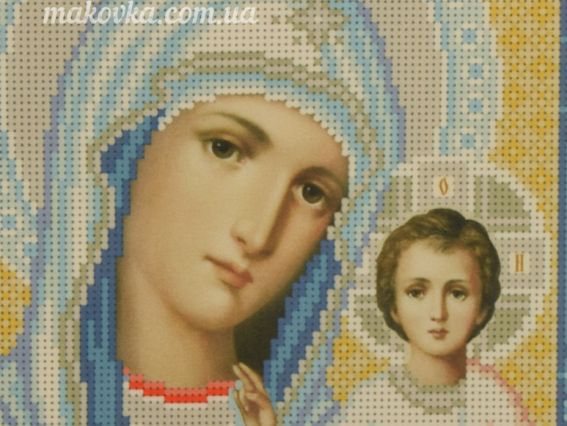 Схема (малюнок) на тканині для вишивання бісером Т-0457 Образ пресвятої Богородиці Казанская, ВДВ