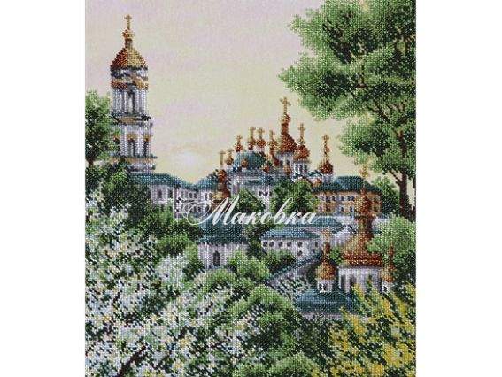 Схема (рисунок) на ткани Т-0467 Печерская Лавра весной, ВДВ