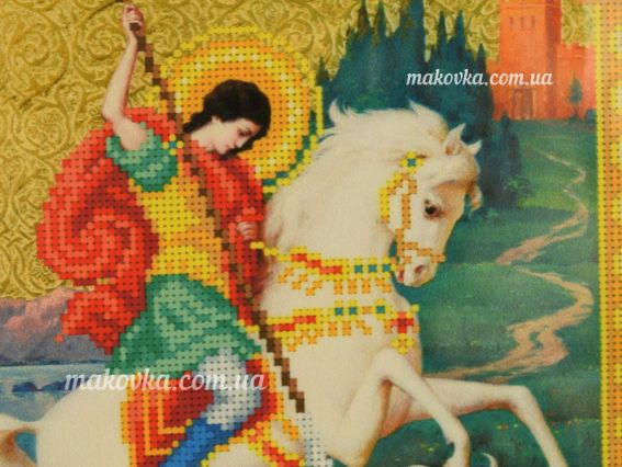 Схема (малюнок) на тканині для вишивання бісером Т-0656 Святий Георгій Переможець (Юрій-Змієборець)я, ВДВ