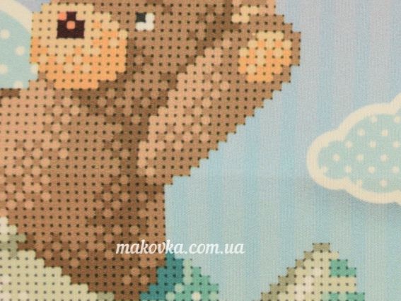 Ведмедик на літаку дитяча метрика Т-1129 друк на тканині 21х22см  ВДВ