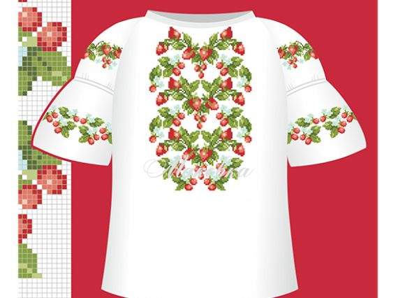 Схема бумажная Сорочка для девочек СД2-002, клубничка, размер 26-30, ВДВ Схема бумажная Сорочка для девочек СД2-002, клубничка, размер 26-30, ВДВ