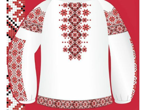 Схема бумажная Сорочка женская СЖ1-001 красный орнамент, размер 42-56, ВДВ Схема бумажная Сорочка женская СЖ1-001 красный орнамент, размер 42-56, ВДВ