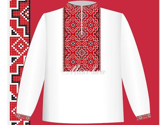 Схема бумажная Сорочка для мальчика СХ1-001 черно-красный орнамент, размер 26-30, ВДВ Схема бумажная Сорочка для мальчика СХ1-001 черно-красный орнамент, размер 26-30, ВДВ
