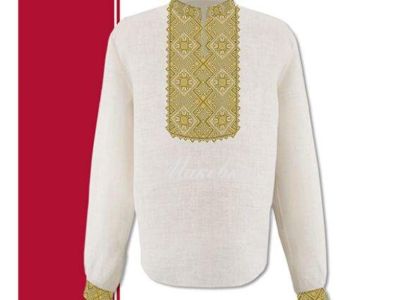 СЧТ-014 Сорочка мужская (воротник стойка), 44-56 р, орнамент, домотканная, ВДВ СЧТ-014 Сорочка мужская (воротник стойка), 44-56 р, орнамент, домотканная, ВДВ