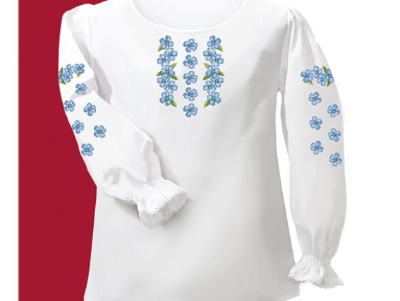 Сорочка для дівчинки, заготівля на 30-32 р, Незабудки, домоткана, СДТ2-003 ВДВ