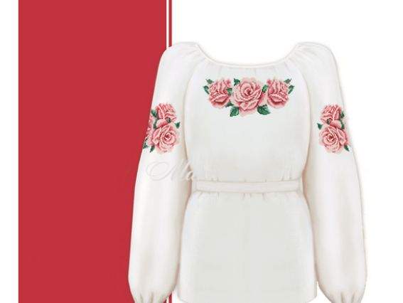 СДТ3-004 Сорочка для девушки, на 36-44р, Розы, домотканная заготовка, ВДВ СДТ3-004 Сорочка для девушки, на 36-44р, Розы, домотканная заготовка, ВДВ