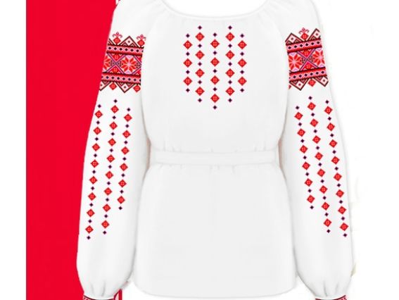 СДТ3-006 Сорочка для девушки, на 36-44р, Красный орнамент, домотканная заготовка СДТ3-006 Сорочка для девушки, на 36-44р, Красный орнамент, домотканная заготовка