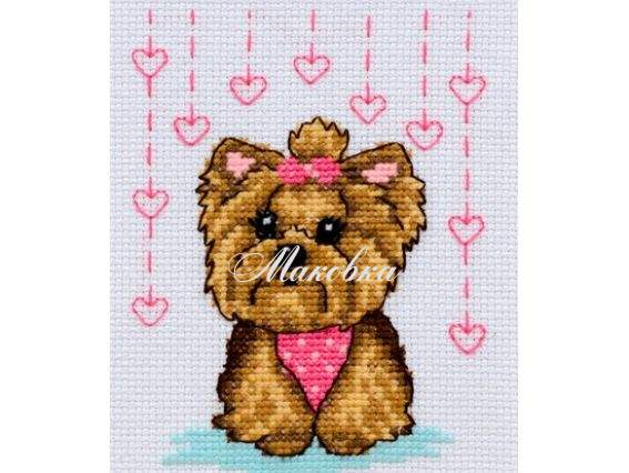 Собачка (йоркширский терьер), М-0225 ВДВ набор для вышивания нитками Собачка (йоркширский терьер), М-0225 ВДВ набор для вышивания нитками