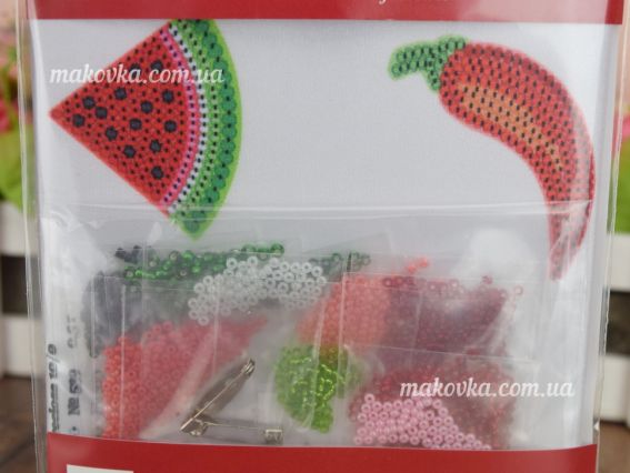 Набір для вишивання прикраса БР-009 Брошка Кавун, перець, ВДВ