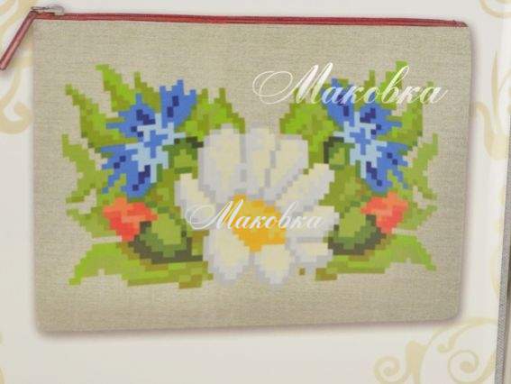 Заготовка для косметички Ромашка и васильки, КО-07 ВДВ , 25х20 см